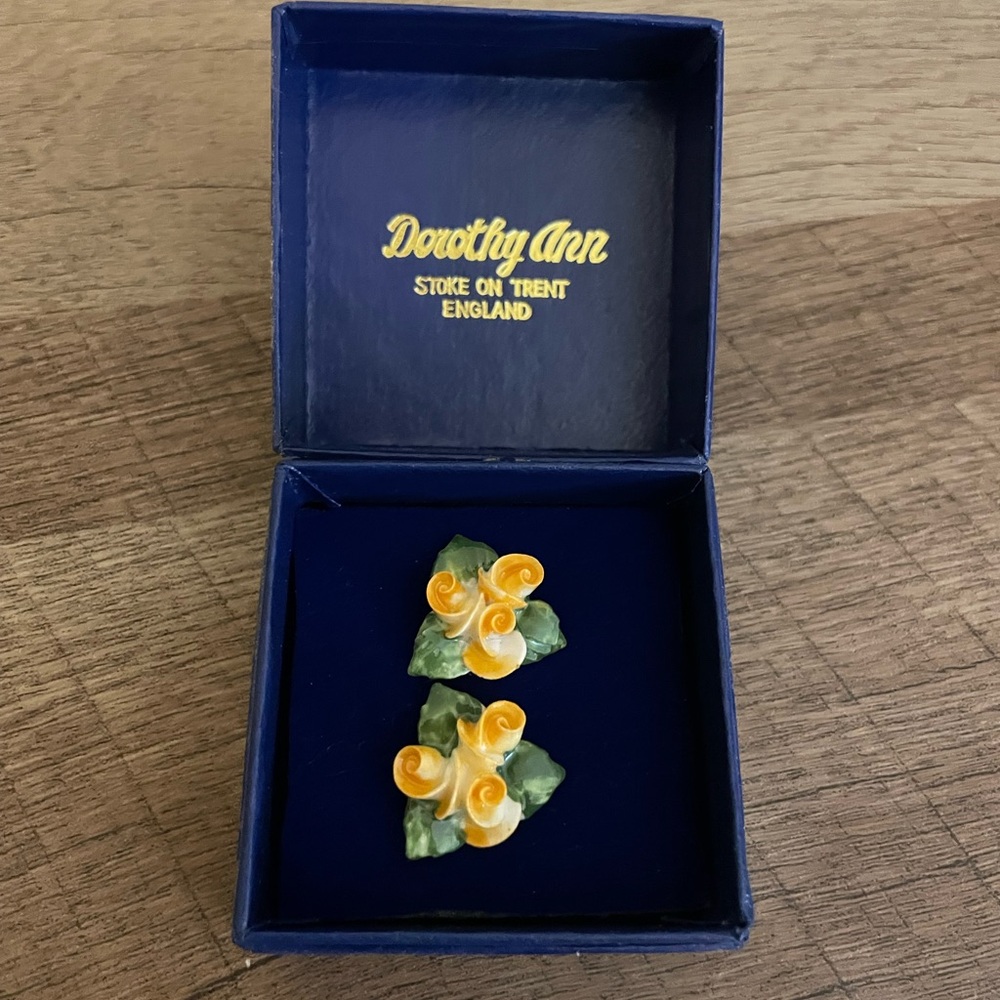Dorothy Ann Yellow Rose pierced Earrings NWOT